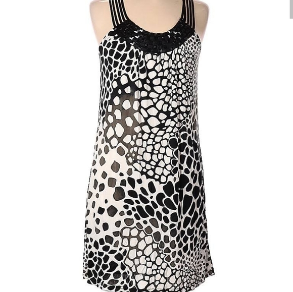 Scoop neck, Beaded Black and White Dress, Large, A Line, Kay Celine Wome… - Picture 1 of 13